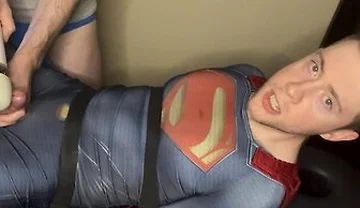 Tied Superman Cumshot Twink