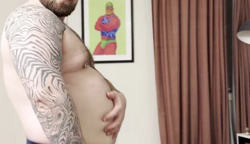 Chubby Bear Plays with His Cock and Belly