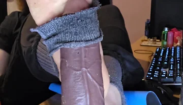 Femboy Gives His BBC Dildo a Footjob