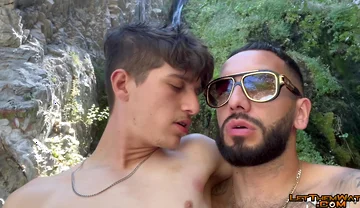 Tatted Gay Stepdaddy Fucks Twink Public Hiking Waterfall Fucking Caught Hardcore Anal Big Cumshot Uncut