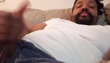 Stepdaddy Bounces Dick, Flexes Balls and Shoots Cum on His Leg