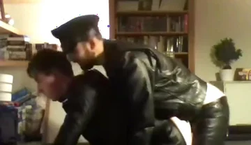 Master in leather gear hot fucking
