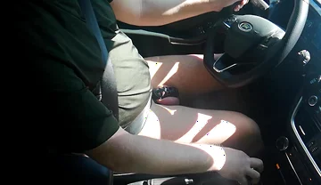 Small Penis in Cage While Driving in Pantyhose