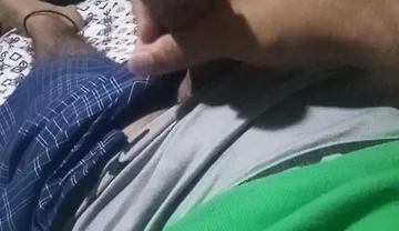 Lying Man Masturbates While His Stepmom Is Playing in the Other Room