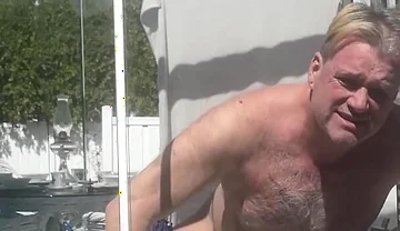 Hunk Stepdaddy Bear Naked Sunbathing in the Veranda 4