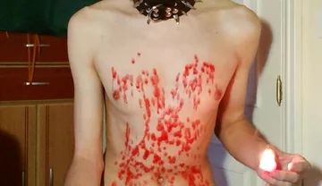 Slave Pouring Hot Wax and Jerking off