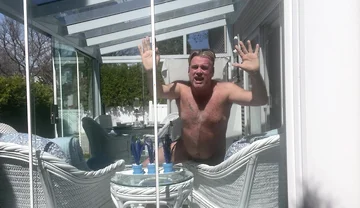 Hunk Stepdaddy Bear Naked Sunbathing in the Veranda 4