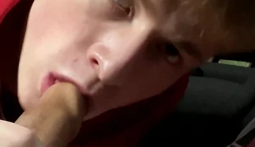 Young gay Aiden sucks his bf Matty big cock in the car
