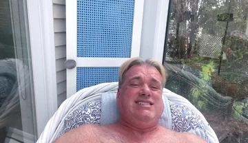 Hunk Stepdaddy Bear Naked Sunbathing in the Veranda 6