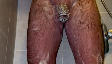I'm Taking a Shower with a Chastity Belt on My Penis!