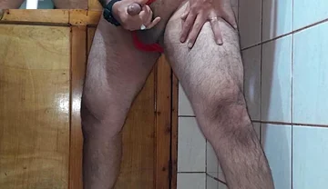 Nice Cum Using Red Thong