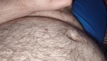 Fat Bear Jacking off & Cumming on Hairy Belly