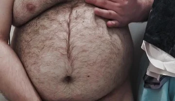Fat Bear Jerks off on Toilet and Licks up His Cum