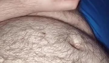 Fat Bear Jacking off & Cumming on Hairy Belly