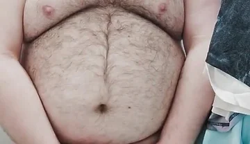 Fat Bear Jerks off on Toilet and Licks up His Cum