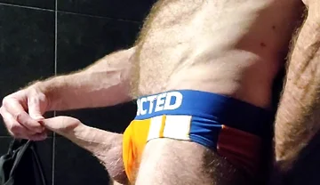 Muscle Bear Showing off His Uncut Cock