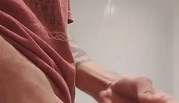 Cumshow in the Bathroom at Work