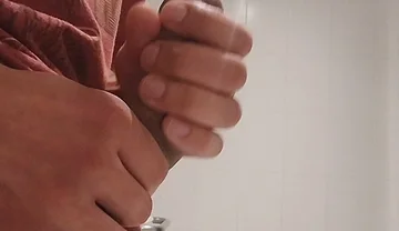 Cumshow in the Bathroom at Work