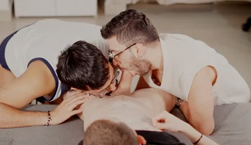 Two Bearded Studs Suck My Cock Like There's No Tomorrow