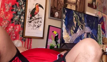 Giant Man in Wrestling Uniform Has Massive Release Hands Free