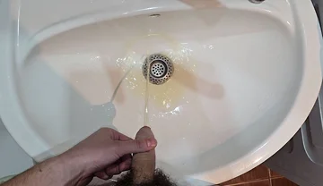 Horny Guy Can’t Hold His Pee Anymore - Moaning and Stroking While Pissing a Lot / Male Squirt