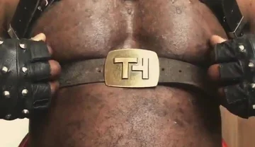 Black Muscle Close up Harness Belted Titplay