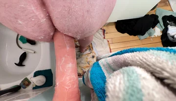 Riding Huge 15 Inch King Cock Dildo Again