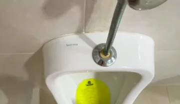 Dared to Piss Fully Naked in Public Toilets Urinal