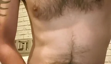 Big Dick Wanking and Smoking Topless
