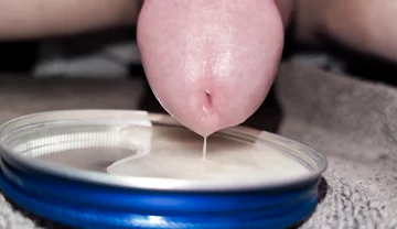 Play, Edge and Leak Lots of Sperm Precum Spunk. Close up Thick Cum Load. Swallow My Own Load
