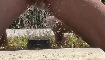 Cum with Water in the Garden