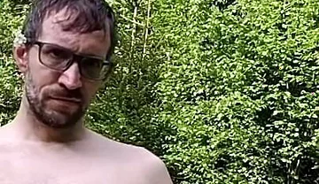 Masturbating Outside in the Woods Completely Naked, Huge Cumshot