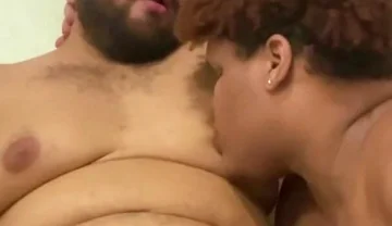 Naughty Kiss Between the Chubby White Man and the Black Guy