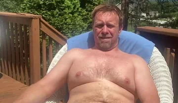 Catch Stepdaddy Outside Jerking His Cock Imbibe Smoking Busting His Nut