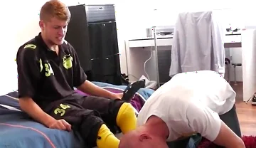 Soccer master stinky feet socks licking
