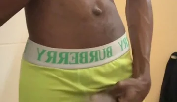Sexy Teen with Abs Stroking His Big Black Cock
