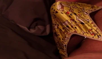 Playing with My Bulge in a Tiny Yellow Satin Thong