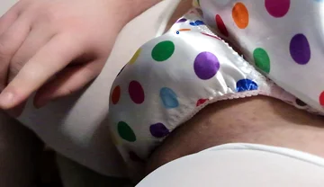 Rainbow Polka Dot Satin Thong Play