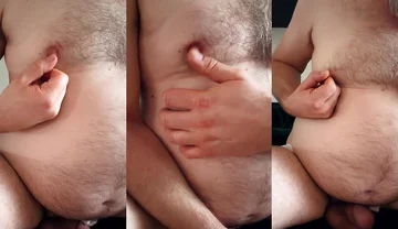 Playing Hard with My Hairy Nipples and Showing off Fat Belly