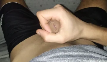 Morning Masturbation Under the Sheets of Beautiful Shaved Big Dick with Slow Cumshot