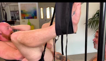 Bald stepdaddy Bear Breeds Bald Ginger Bearded Boy in Sling