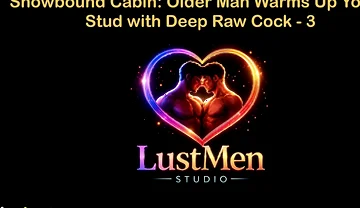 English Audio Gay Sex Story - Snowbound Cabin Older Man Warms up Young Stud with Deep Raw Cock - Part 3