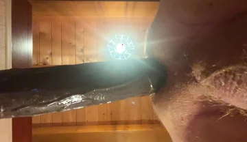 Close-up of Grandpa's Balls and the Penetration of His 50 Cm Long Black Dildo