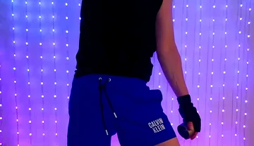 Fitness Workout in Blue Ck Shorts