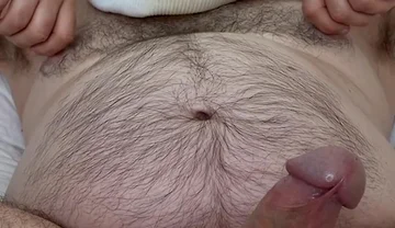 Big Bear Dirty White Briefs Over His Head and Sniffs It Until He Cums. Playing with Nipples, Showing off Big Feet aånd Moaning