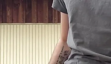 Russian Boy Plays with His Cock on the Terrace. Very Risky