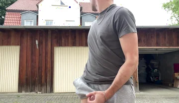 Russian Boy Plays with His Cock on the Terrace. Very Risky
