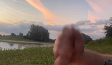 Playing in the Morning at a Lake
