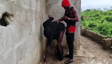 Banging Bus Ebony Slime Waist Outside Uncompleted Building Doggy