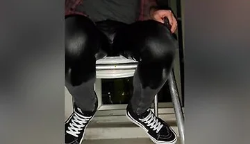 Pissing Skinny Jeans On Balcony